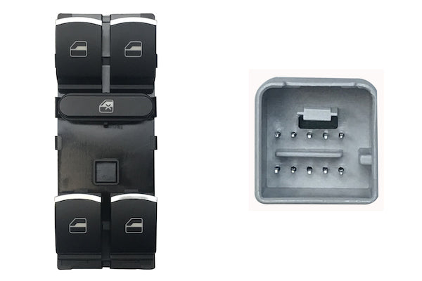 Blocco Comandi Alzacristalli Porta Sinistra Volkswagen per Golf 2008-2012 Cromo