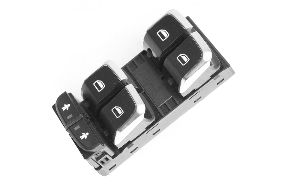 Pulsantiera Alzacristallo Porta Anteriore Sinistra-Nera-Bordo Cromato-4 Interruttori-10 Pins Per Audi A6 (4g2) (AD038WS04)
