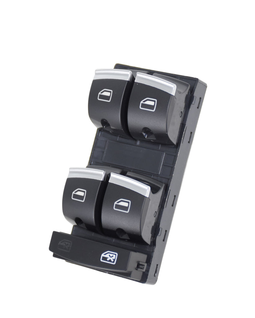 Pulsantiera Alzacristallo Porta Anteriore Sinistra-Nera-Bordo Cromato-4 Interruttori-10 Pins Per Audi A3 3/5 Porte (8p/8pa) (AD322WS14)
