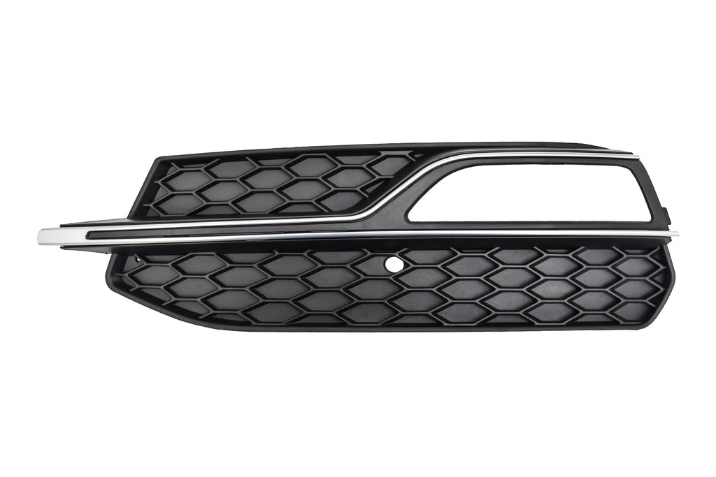 Griglia Sinistra Paraurti Anteriore-Nera-Con Sede Fendi-Con Modanatura Argento-Chiusa Mod. S-Line Per Audi A3 3/5 Porte (8v1/8va) (AD3242104)