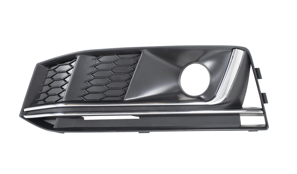 Griglia Sinistra Paraurti Anteriore-Nera-Con Sede Fendi-Con Modanatura Cromata Per Audi A4 (b9) S-Line (AD4002144)