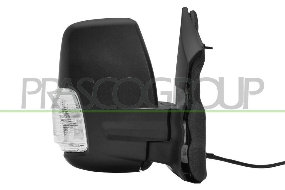 Specchietto Retrovisore Destro Elettrico Nero Termico con Fanale con Lampadina 16W Braccio Corto Convesso 6 Pins Per Ford Transit dal 2019 (FD9507313)