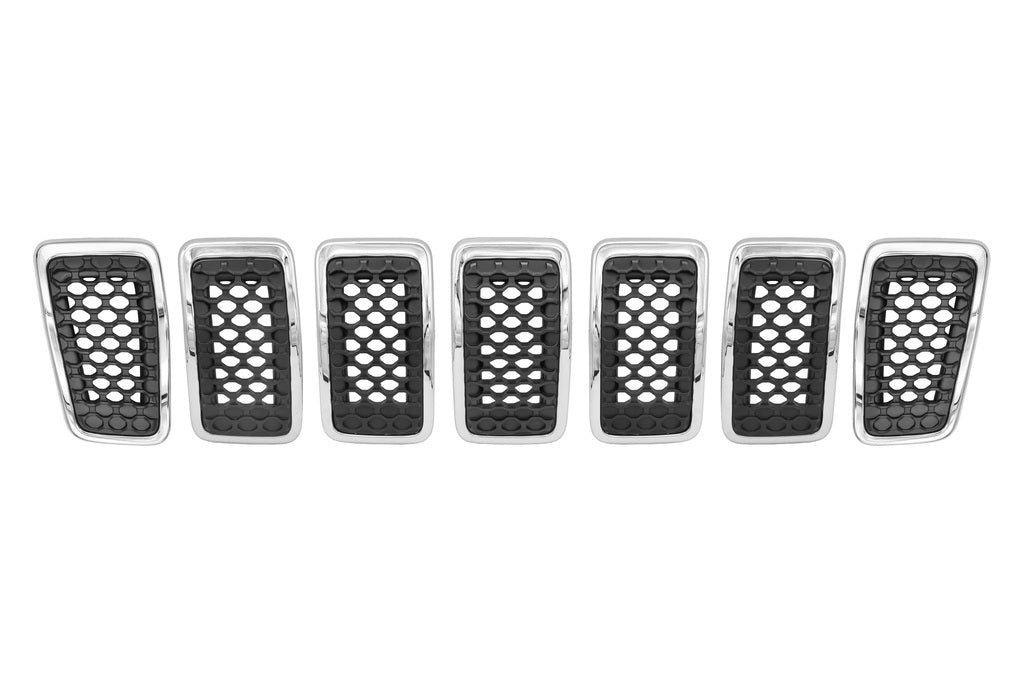 Kit Griglie Radiatore-Nera-Con Cornice Cromata-(7 Pezzi) Per Jeep Cherokee (kl) (JE2022001)
