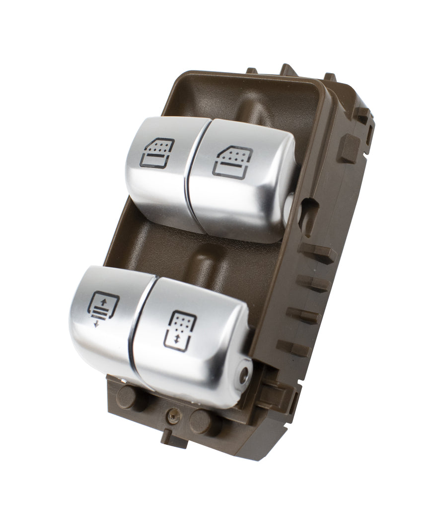 Pulsantiera Alzacristallo Porta Anteriore Destra-Marrone-2 Interruttori-Con Funzione Parasole Posteriore-3 Pins Per Mercedes S Class (w222) (ME529WS13)