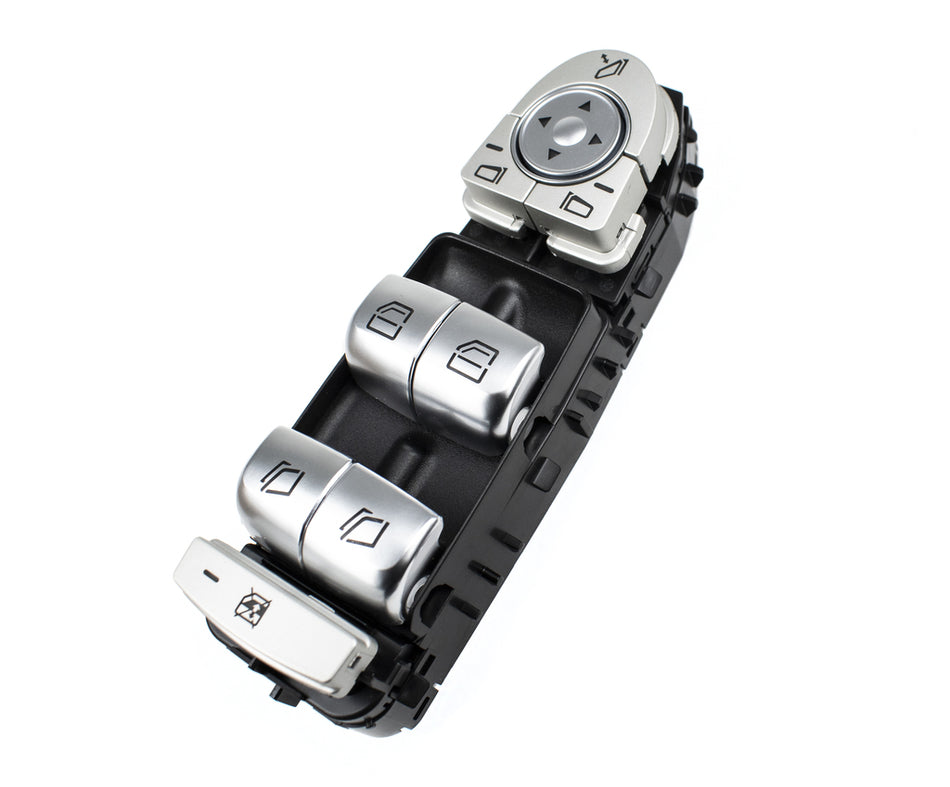 Pulsantiera Alzacristallo Porta Anteriore Sinistra-Argento/bianca-4 Interruttori-Con Funzione Chiusura Retrovisori-3 Pins Per Mercedes V Class (w447) (ME913WS14)