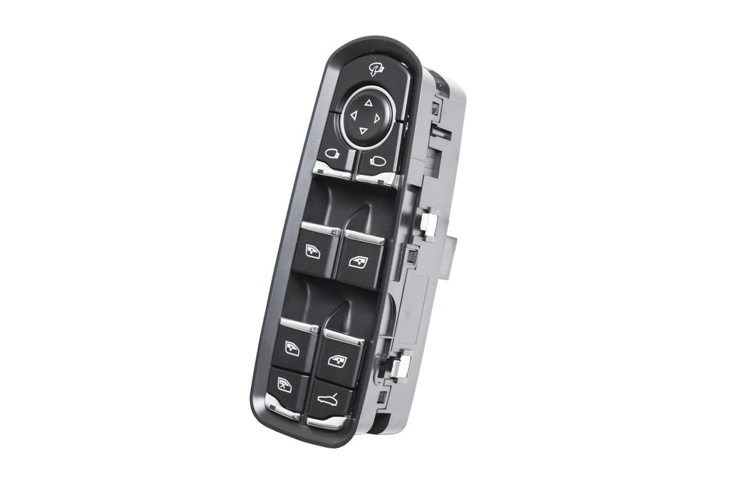 Pulsantiera Alzacristallo Porta Anteriore Sinistra-Nera-Bordo Cromato-4 Interruttori-13 Pins Per Porsche Cayenne (92a) (PR824WS04)