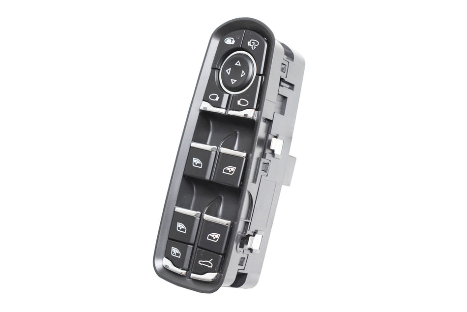 Pulsantiera Alzacristallo Porta Anteriore Sinistra-Nera-Bordo Cromato-4 Interruttori-Con Funzione Visuale Angolo Morto-15 Pins Per Porsche Cayenne (92a) (PR824WS14)