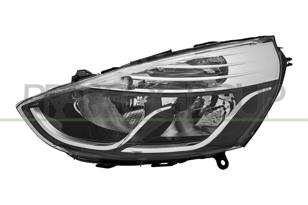 Faro Proiettore Sinistro H1+H7 Elettrico con Motore Nero Bordo Cromato Per Renault Clio dal 2012 al 2016 (RN3294914AQ)