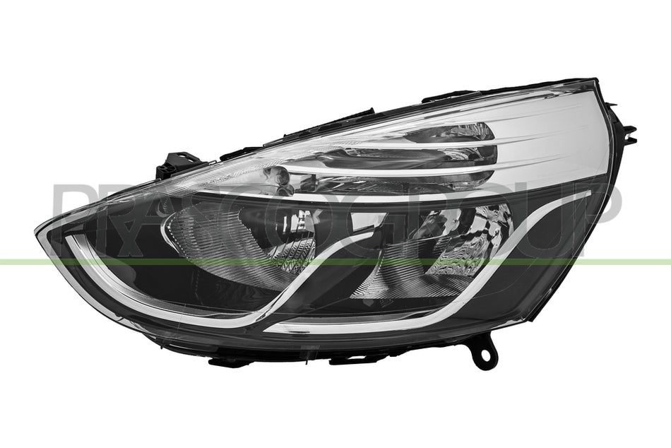 Faro Proiettore Sinistro H1+H7 Elettrico con Motore Nero Bordo Cromato Per Renault Clio dal 2012 al 2016 (RN3294914AQ)