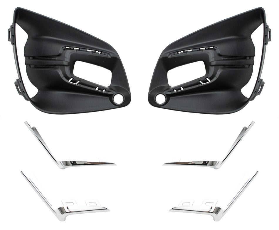 Kit Griglie Paraurti Anteriore-Nere-Goffrata-Con Sede Fendi-Con Modanature Cromate-(destra+sinistra) Per Renault Clio (RN3322125)