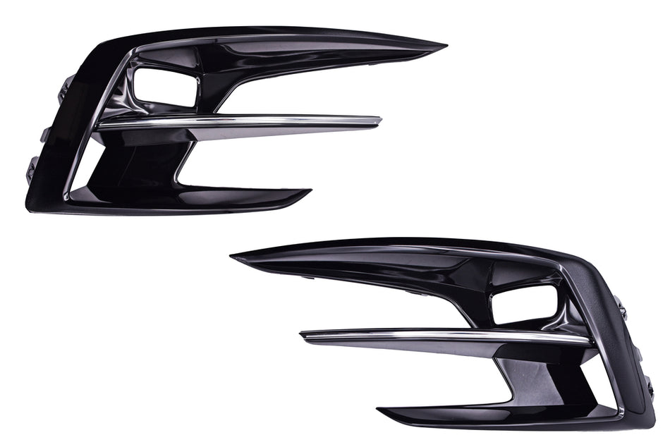Kit Griglie Paraurti Anteriore-Nere Lucide-Con Sede Fendi-Con Modanatura Cromata-(destra+sinistra) Per Renault Megane (RN4332135)