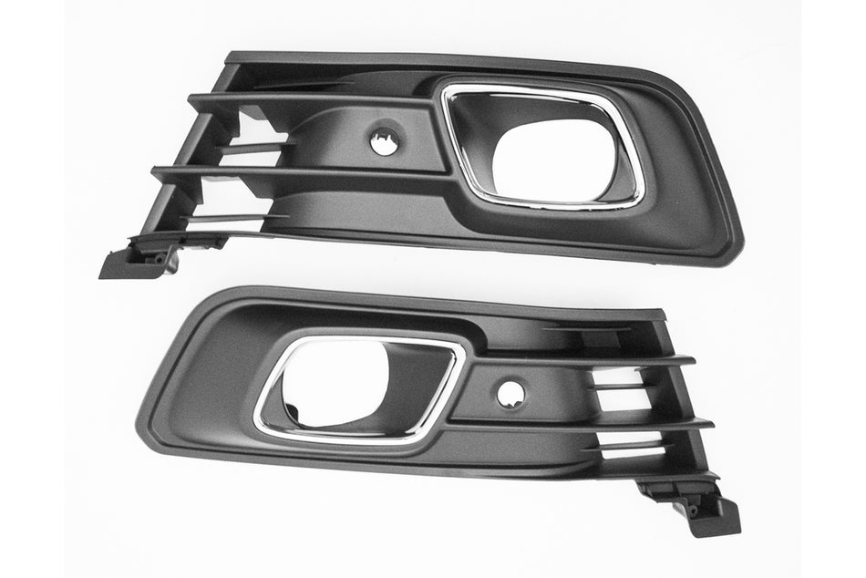 Kit Griglie Paraurti Anteriore-Nere-Con Sede Fendi-Con Fori Pdc+supporti-Con Cornici Cromate-(destra+sinistra) Per Renault Captur (RN7022125)