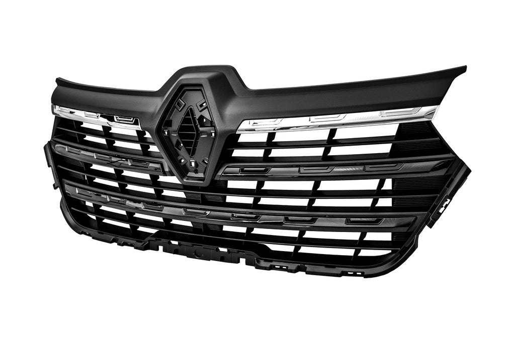 Griglia Radiatore-Nera-Goffrata-Con 2 Modanature Cromate E 3 Nere-Lucide Per Renault Trafic (x82) (RN9402001)
