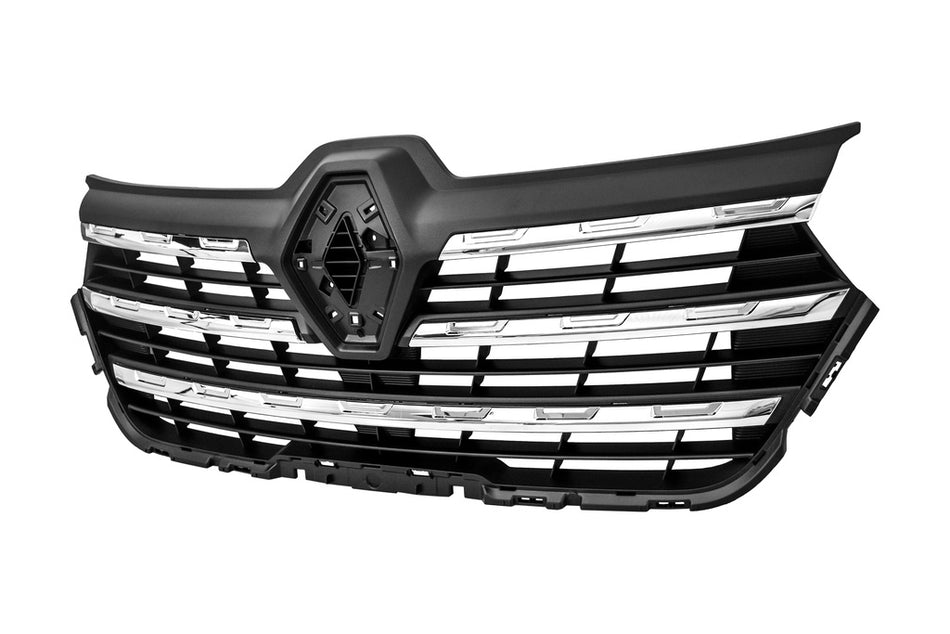 Griglia Radiatore-Nera-Goffrata-Con 5 Modanature Cromate Per Renault Trafic (x82) (RN9402011)