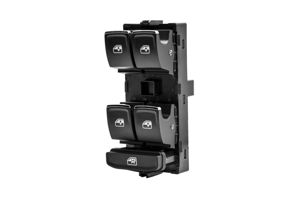 Pulsantiera Alzacristallo Porta Anteriore Sinistra-Nera-Bordo Cromato-4 Interruttori-10 Pins Per Skoda Octavia (SK032WS04)