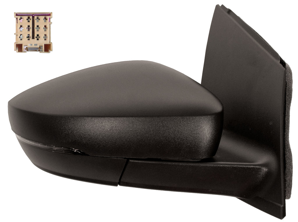 Retrovisore Destro-Elettrico-Nero-Termico-Con Fanale-Convesso-Connettore Quadrato-12h6p Mod. > 11/09 Per Volkswagen Polo (VG0237133P)