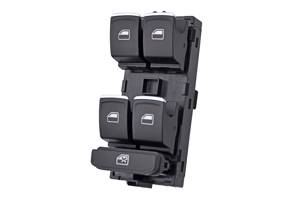 Pulsantiera Alzacristallo Porta Anteriore Sinistra-Nera-Con Bordo Cromato-4 Interruttori-10 Pins Per Volkswagen Passat B8 (VG056WS04)