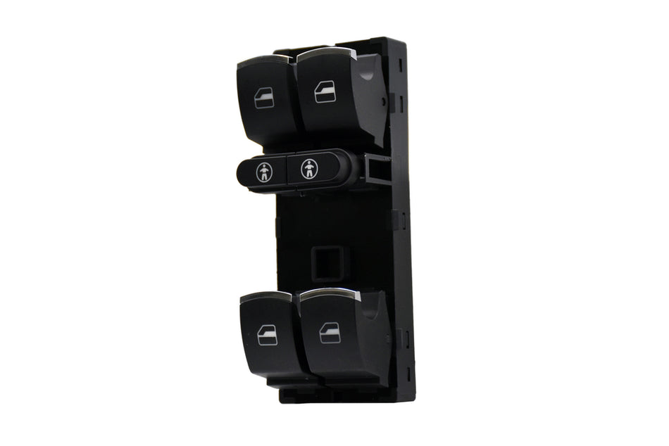 Pulsantiera Alzacristallo Porta Anteriore Sinistra-Nera-Bordo Cromato-4 Interruttori-10 Pins Per Volkswagen Touareg (7p) (VG821WS04)