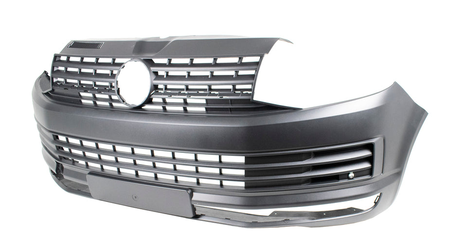 Paraurti Anteriore-Nero-Goffrato-Con Griglia Radiatore-Con Fori Pdc+supporti-Con Tracce Lavafari Mod. Van Per Volkswagen T6 (VG9211011)