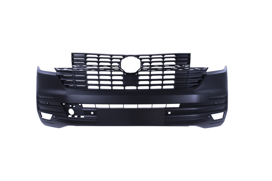 Paraurti Anteriore-Nero-Goffrato-Con Fori Park Assist+supporti Per Volkswagen T6.1 Van/transporter (VG9221011)